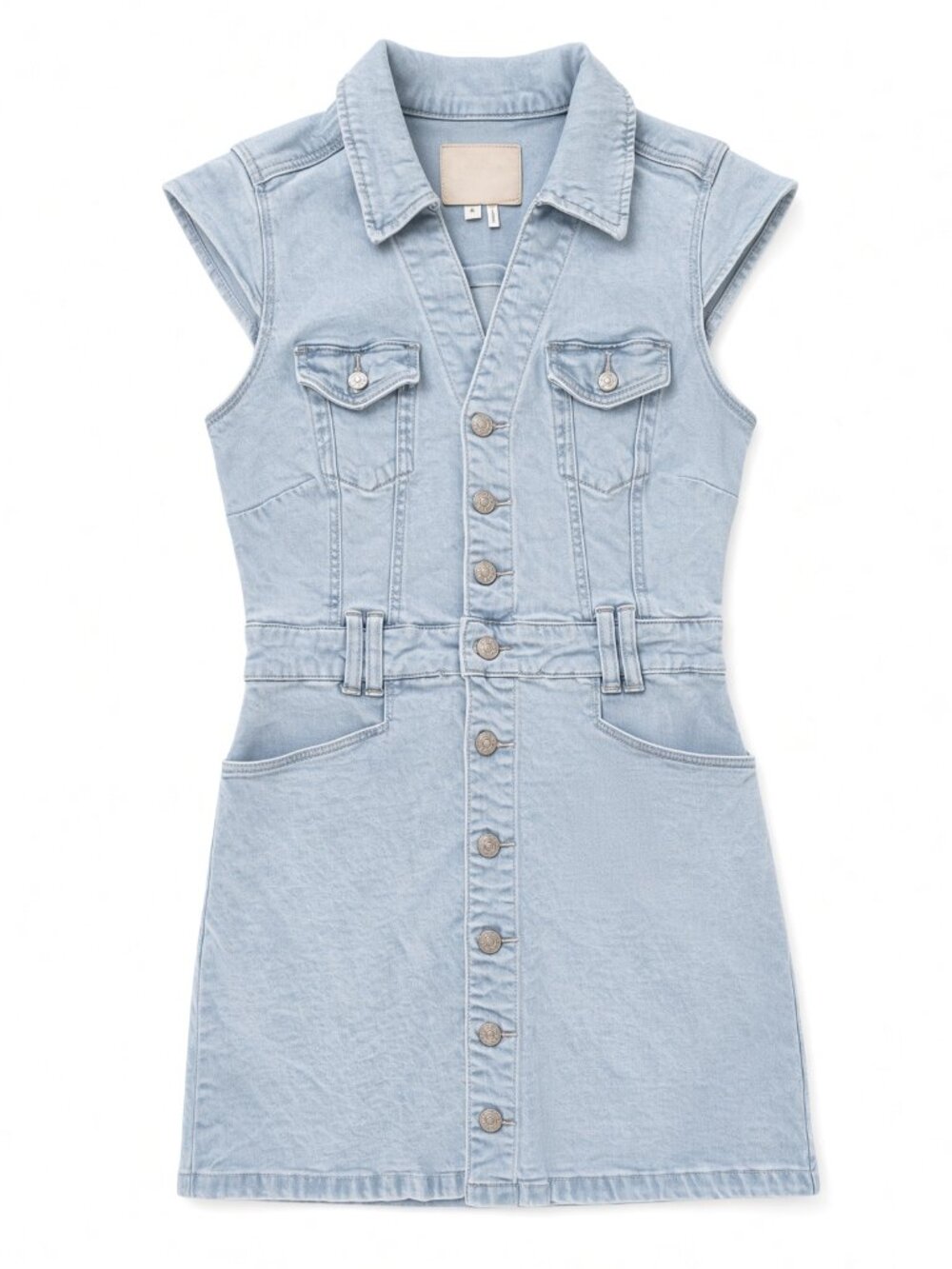 NWT PAIGE Jaxsyn Denim Mini Dress Size 6 Light Wash Talya Button Front